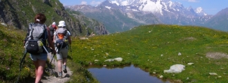 Dans la combe de La Neuva et le Mont Blanc