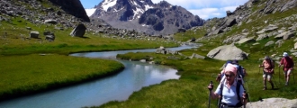 A la hauteur du refuge Deffeyes dans la vallée D'Aoste